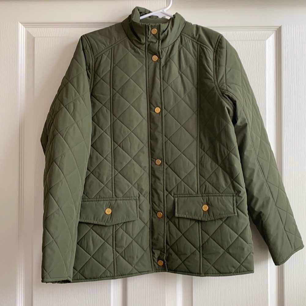 Tory Burch Quilted Jacket in Green S Small